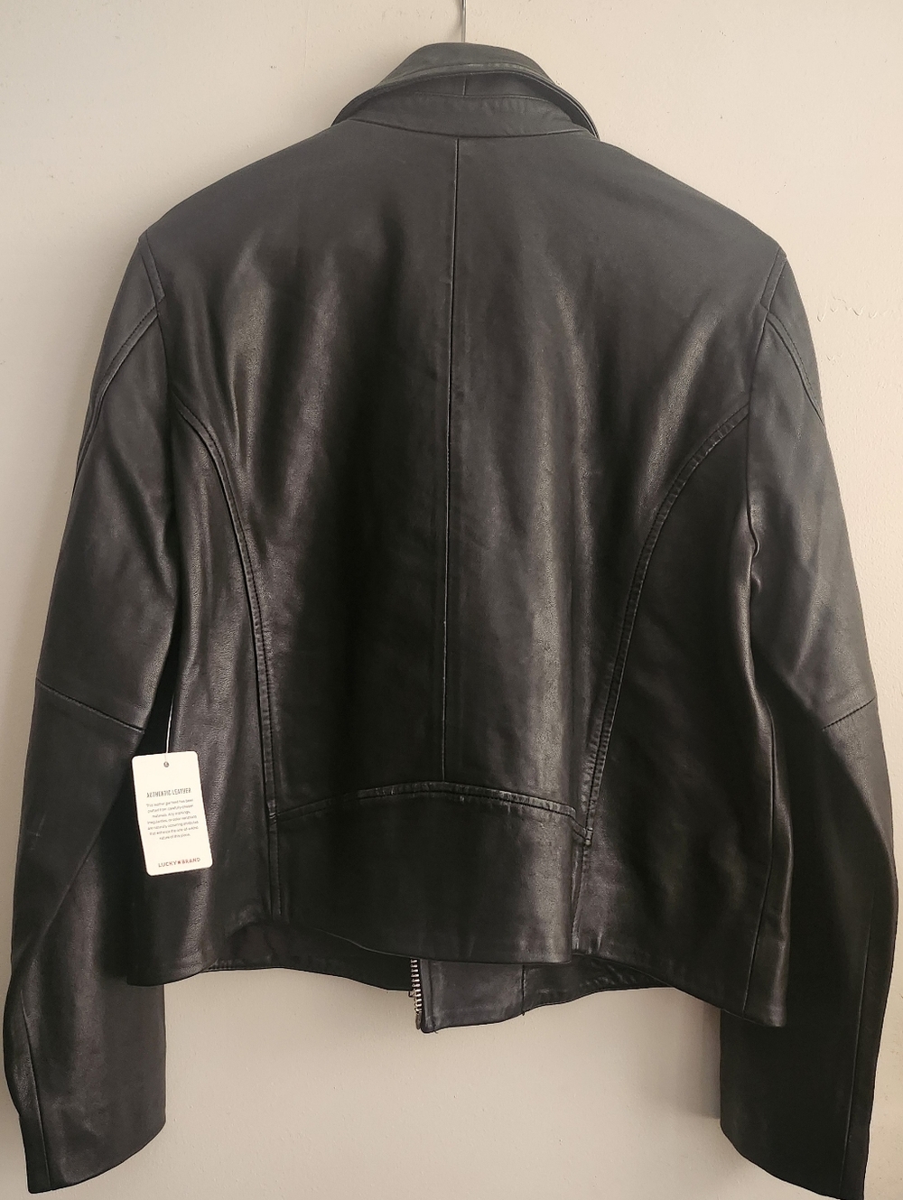 Lucky Brand Genuine Black Leather Asymmetrical Moto Jacket - Picture 2 of 12